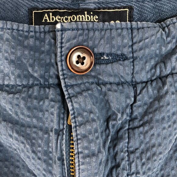 Abercrombie & Fitch Shorts Mens 36‎ Blue Chino Preppy Dadcore Logo Solid Pocket - Picture 2 of 9